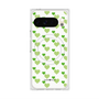 プレミアムスクエアケース with Pixelsnap［ Stripe Hearts - Green ］