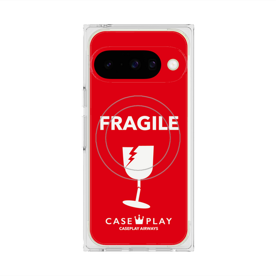 プレミアムスクエアケース with Pixelsnap［ FRAGILE - Red ］