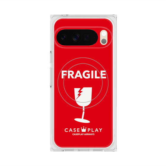 プレミアムスクエアケース with Pixelsnap［ FRAGILE - Red ］