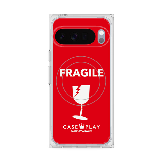 プレミアムスクエアケース with Pixelsnap［ FRAGILE - Red ］
