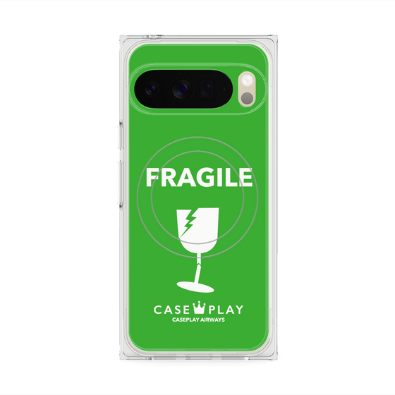 プレミアムスクエアケース with Pixelsnap［ FRAGILE - Green ］