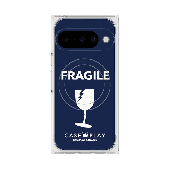 プレミアムスクエアケース with Pixelsnap［ FRAGILE - Navy ］