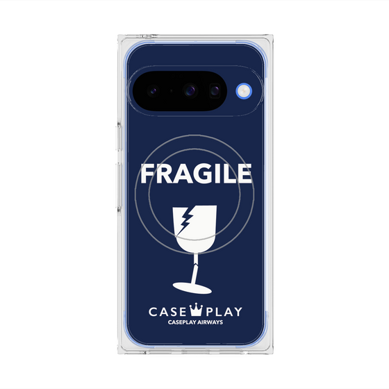 プレミアムスクエアケース with Pixelsnap［ FRAGILE - Navy ］