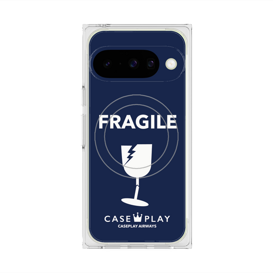 プレミアムスクエアケース with Pixelsnap［ FRAGILE - Navy ］