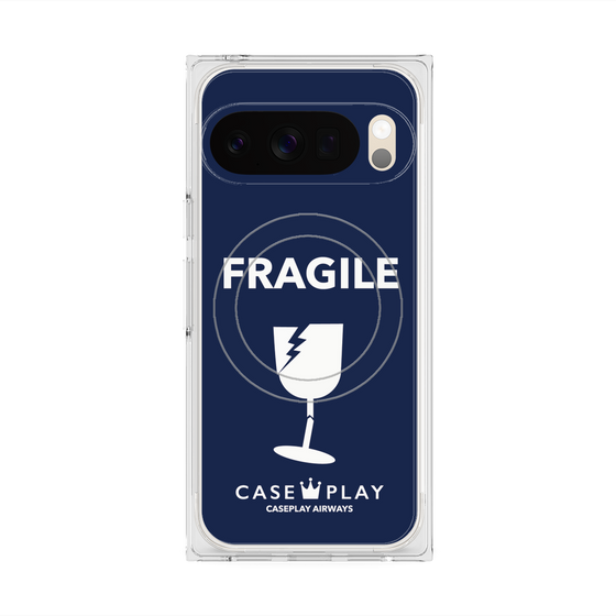 プレミアムスクエアケース with Pixelsnap［ FRAGILE - Navy ］