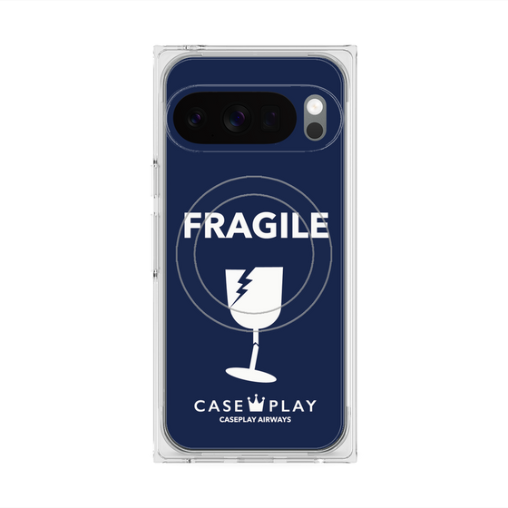 プレミアムスクエアケース with Pixelsnap［ FRAGILE - Navy ］