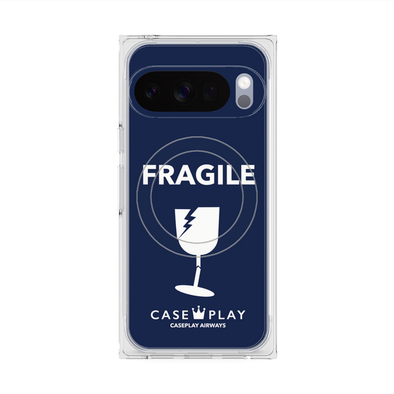 プレミアムスクエアケース with Pixelsnap［ FRAGILE - Navy ］