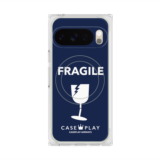 プレミアムスクエアケース with Pixelsnap［ FRAGILE - Navy ］