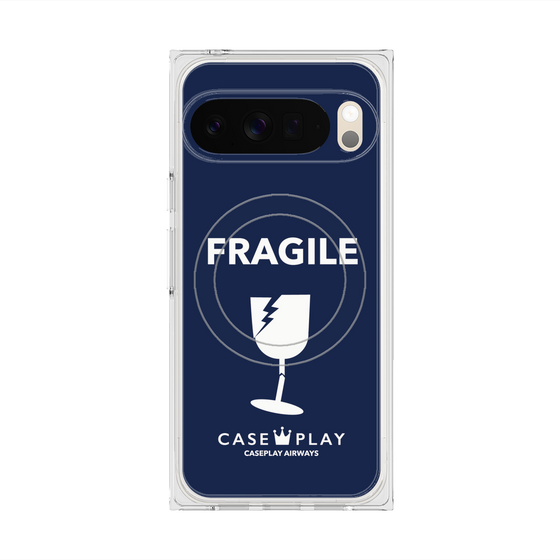 プレミアムスクエアケース with Pixelsnap［ FRAGILE - Navy ］