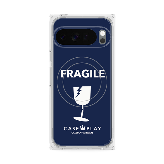 プレミアムスクエアケース with Pixelsnap［ FRAGILE - Navy ］