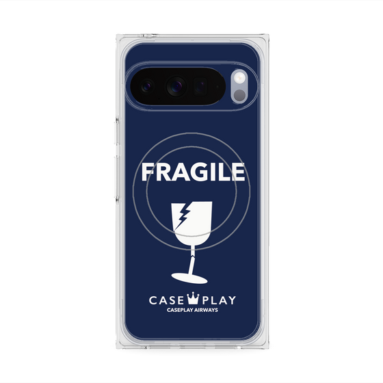 プレミアムスクエアケース with Pixelsnap［ FRAGILE - Navy ］