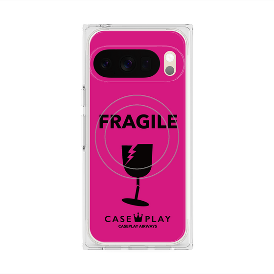 プレミアムスクエアケース with Pixelsnap［ FRAGILE - Pink ］
