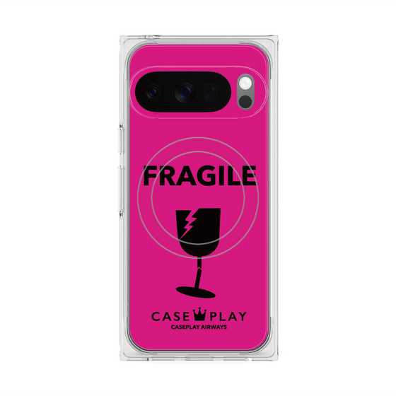プレミアムスクエアケース with Pixelsnap［ FRAGILE - Pink ］