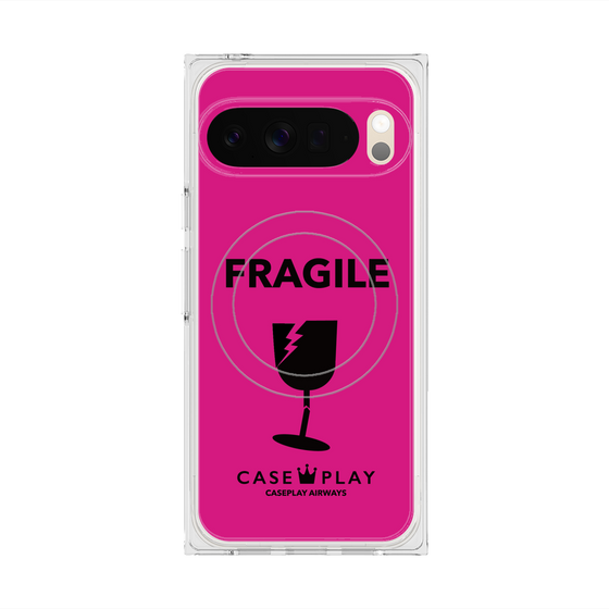 プレミアムスクエアケース with Pixelsnap［ FRAGILE - Pink ］