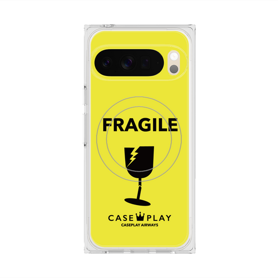 プレミアムスクエアケース with Pixelsnap［ FRAGILE - Yellow ］