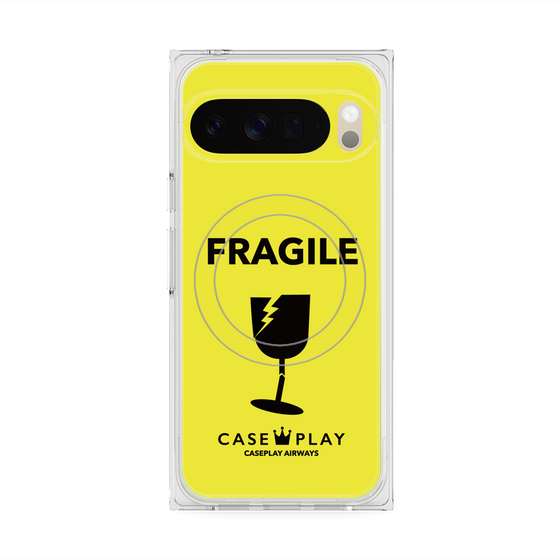 プレミアムスクエアケース with Pixelsnap［ FRAGILE - Yellow ］