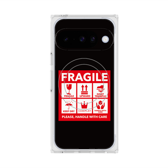 プレミアムスクエアケース with Pixelsnap［ FRAGILE Sticker - Black ］