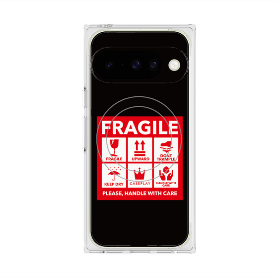 プレミアムスクエアケース with Pixelsnap［ FRAGILE Sticker - Black ］