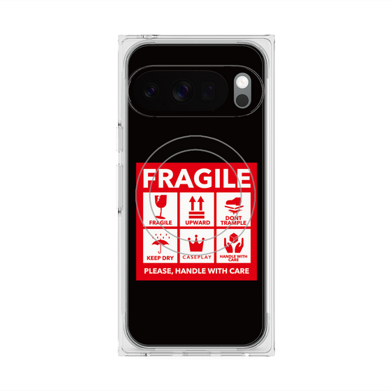 プレミアムスクエアケース with Pixelsnap［ FRAGILE Sticker - Black ］