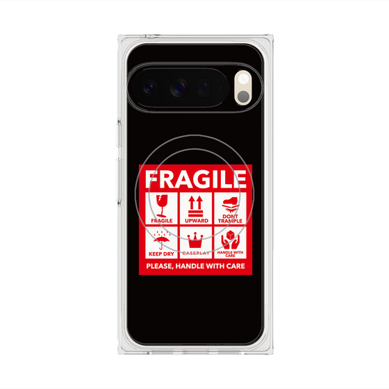 プレミアムスクエアケース with Pixelsnap［ FRAGILE Sticker - Black ］