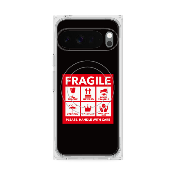 プレミアムスクエアケース with Pixelsnap［ FRAGILE Sticker - Black ］
