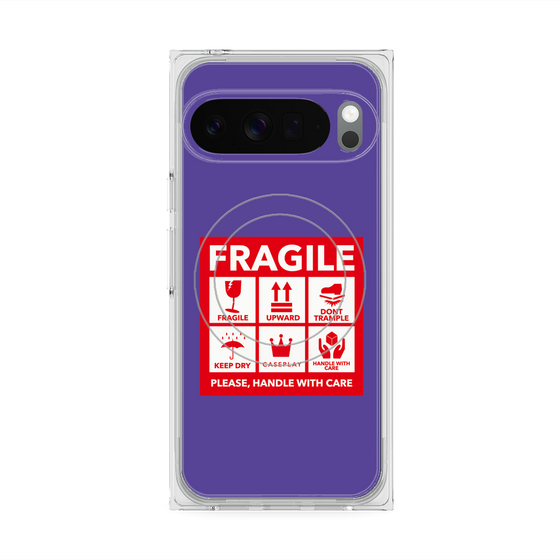 プレミアムスクエアケース with Pixelsnap［ FRAGILE Sticker - Purple ］