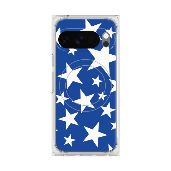 プレミアムスクエアケース with Pixelsnap［ Stars - Blue ］