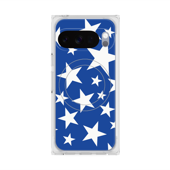 プレミアムスクエアケース with Pixelsnap［ Stars - Blue ］