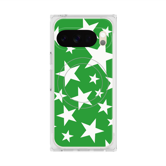 プレミアムスクエアケース with Pixelsnap［ Stars - Green ］