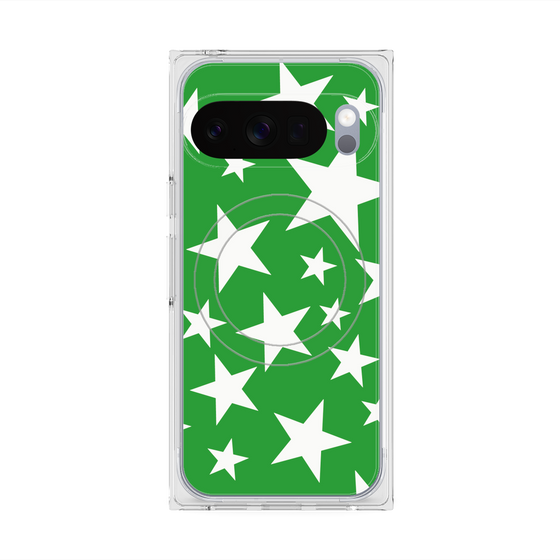 プレミアムスクエアケース with Pixelsnap［ Stars - Green ］