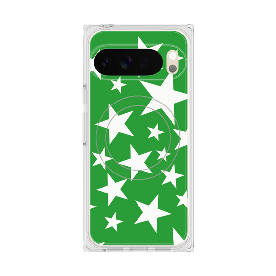 プレミアムスクエアケース with Pixelsnap［ Stars - Green ］