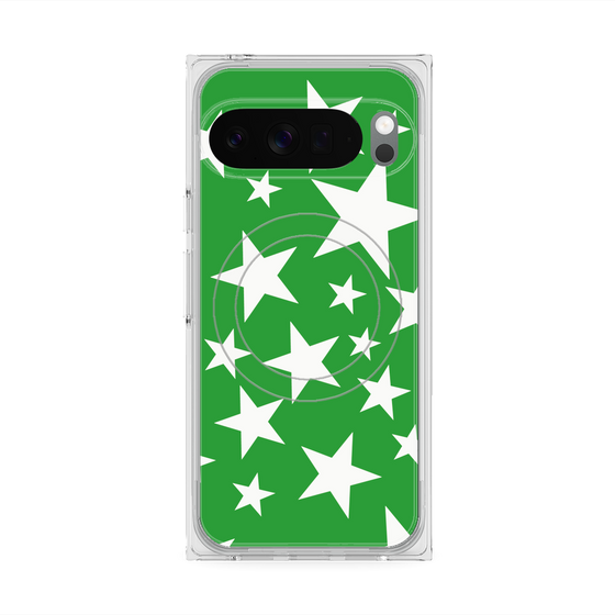 プレミアムスクエアケース with Pixelsnap［ Stars - Green ］