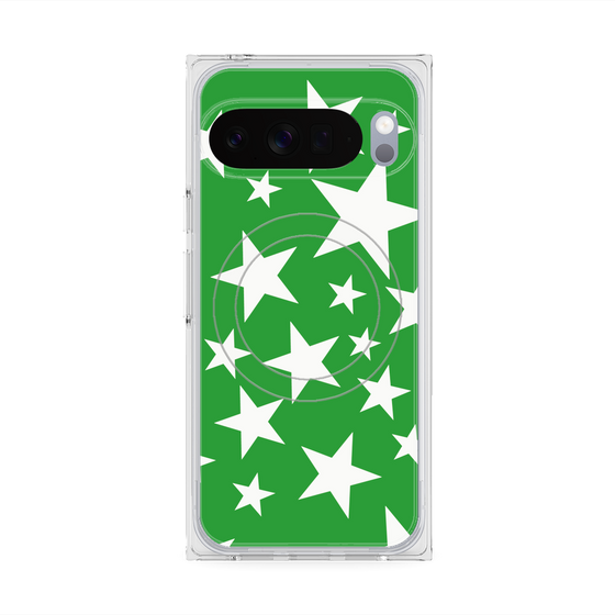 プレミアムスクエアケース with Pixelsnap［ Stars - Green ］