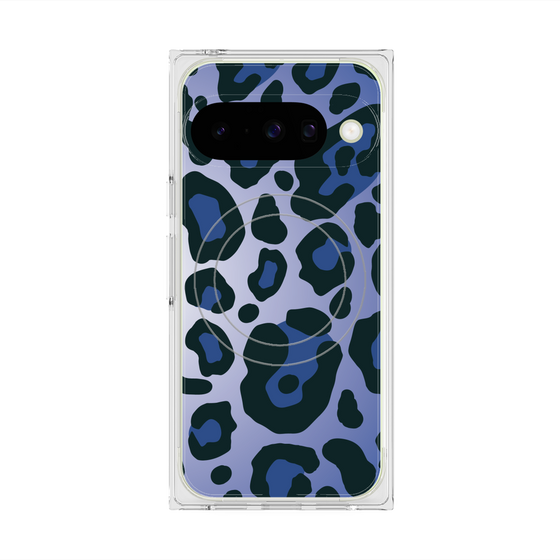 プレミアムスクエアケース with Pixelsnap［ Leopard - Blue ］