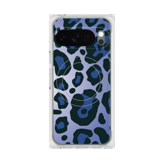 プレミアムスクエアケース with Pixelsnap［ Leopard - Blue ］