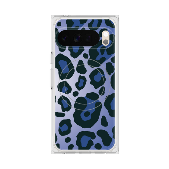 プレミアムスクエアケース with Pixelsnap［ Leopard - Blue ］