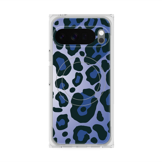 プレミアムスクエアケース with Pixelsnap［ Leopard - Blue ］
