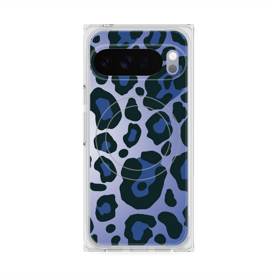 プレミアムスクエアケース with Pixelsnap［ Leopard - Blue ］