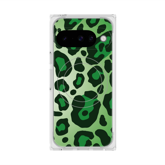 プレミアムスクエアケース with Pixelsnap［ Leopard - Green ］