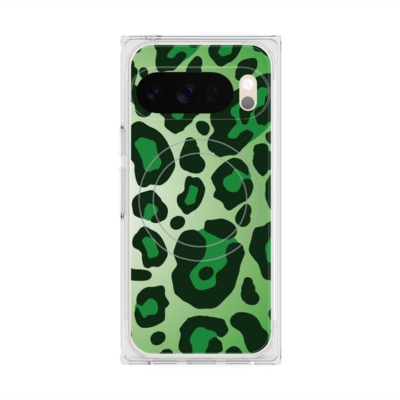 プレミアムスクエアケース with Pixelsnap［ Leopard - Green ］