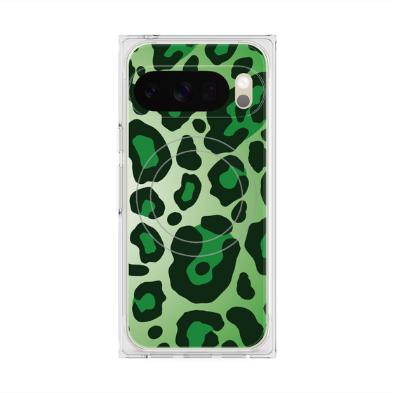 プレミアムスクエアケース with Pixelsnap［ Leopard - Green ］