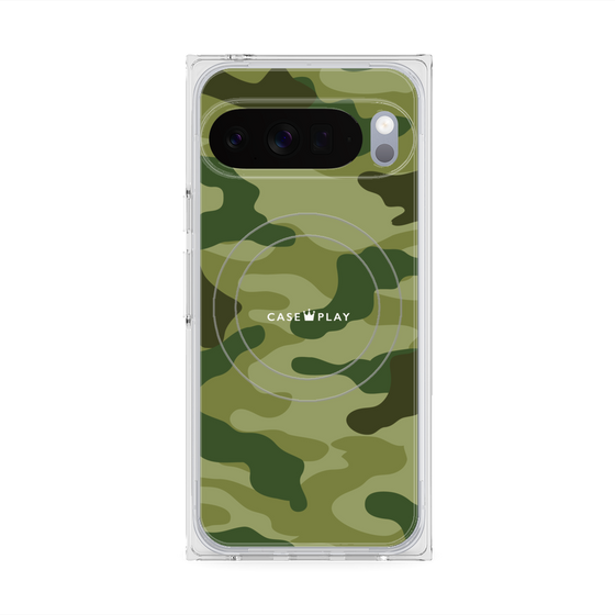 プレミアムスクエアケース with Pixelsnap［ Camouflage - Green ］
