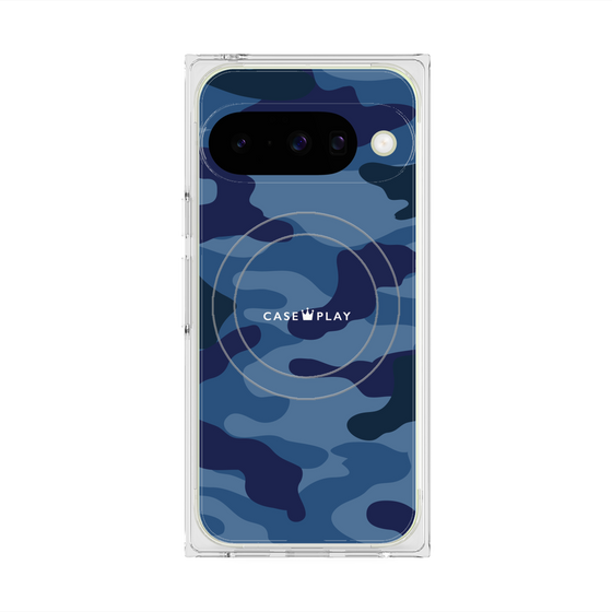 プレミアムスクエアケース with Pixelsnap［ Camouflage - Blue ］