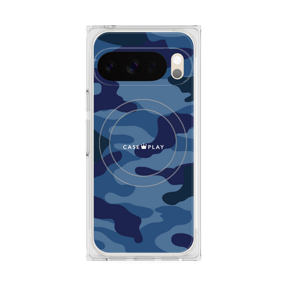 プレミアムスクエアケース with Pixelsnap［ Camouflage - Blue ］