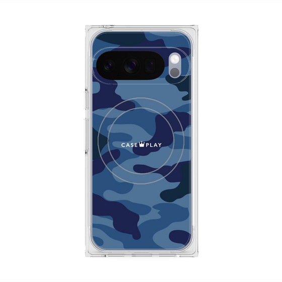 プレミアムスクエアケース with Pixelsnap［ Camouflage - Blue ］