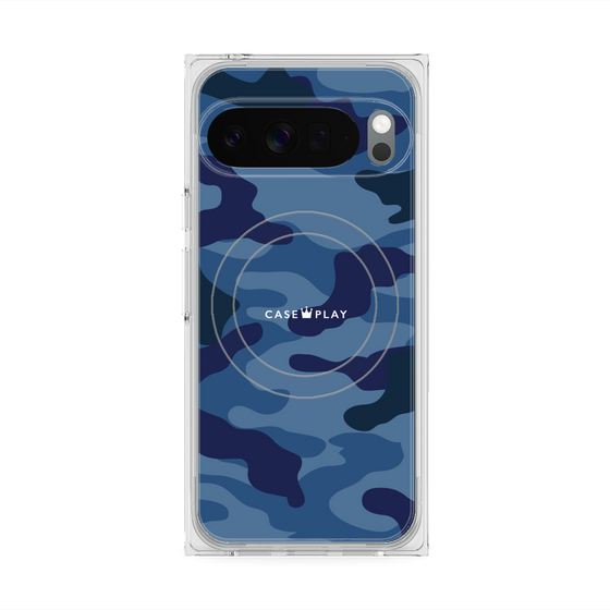 プレミアムスクエアケース with Pixelsnap［ Camouflage - Blue ］