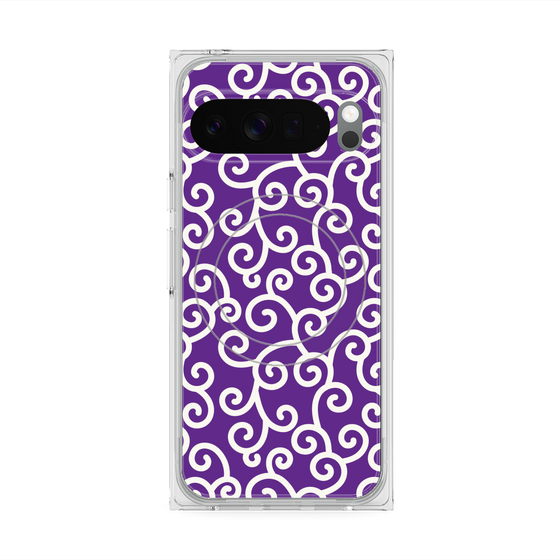 プレミアムスクエアケース with Pixelsnap［ 唐草模様 - Purple ］