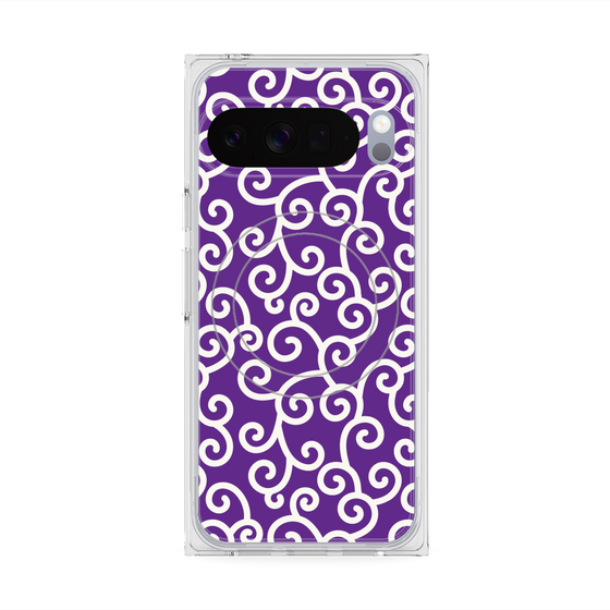 プレミアムスクエアケース with Pixelsnap［ 唐草模様 - Purple ］
