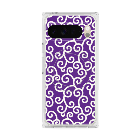 プレミアムスクエアケース with Pixelsnap［ 唐草模様 - Purple ］