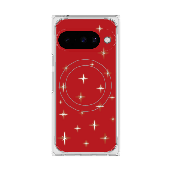プレミアムスクエアケース with Pixelsnap［ Glitter - Red ］